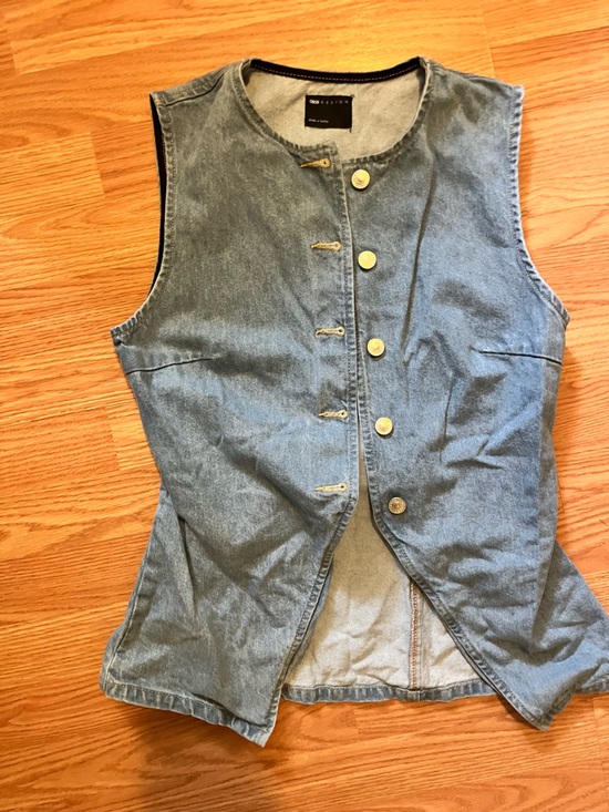 ASOS Tops - ASOS-Denim Button-Front Sleeveless Vest - Blue